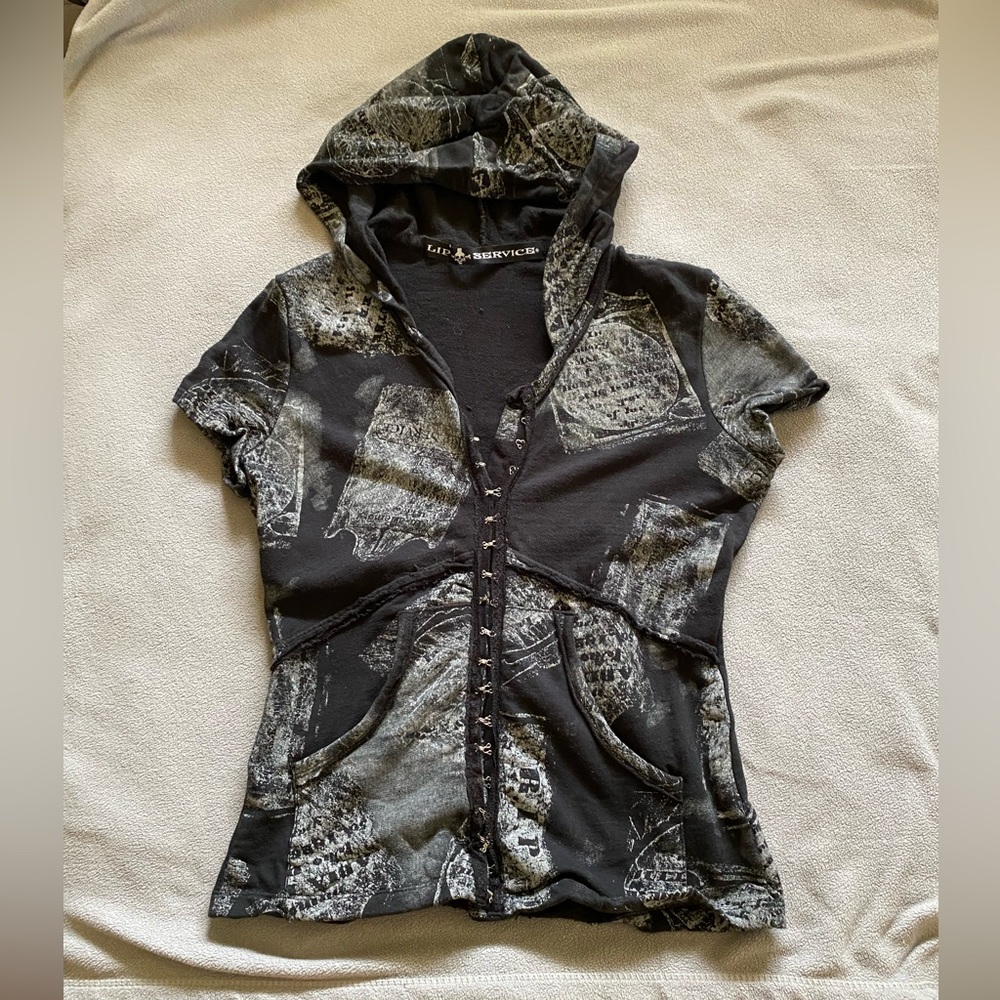 Lip Service Black and Gray Hooded Jacket